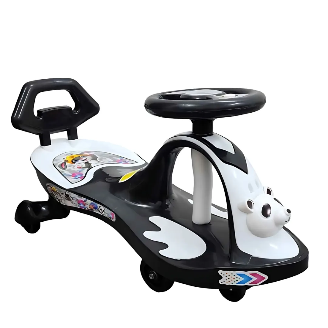 black and white panda magic car